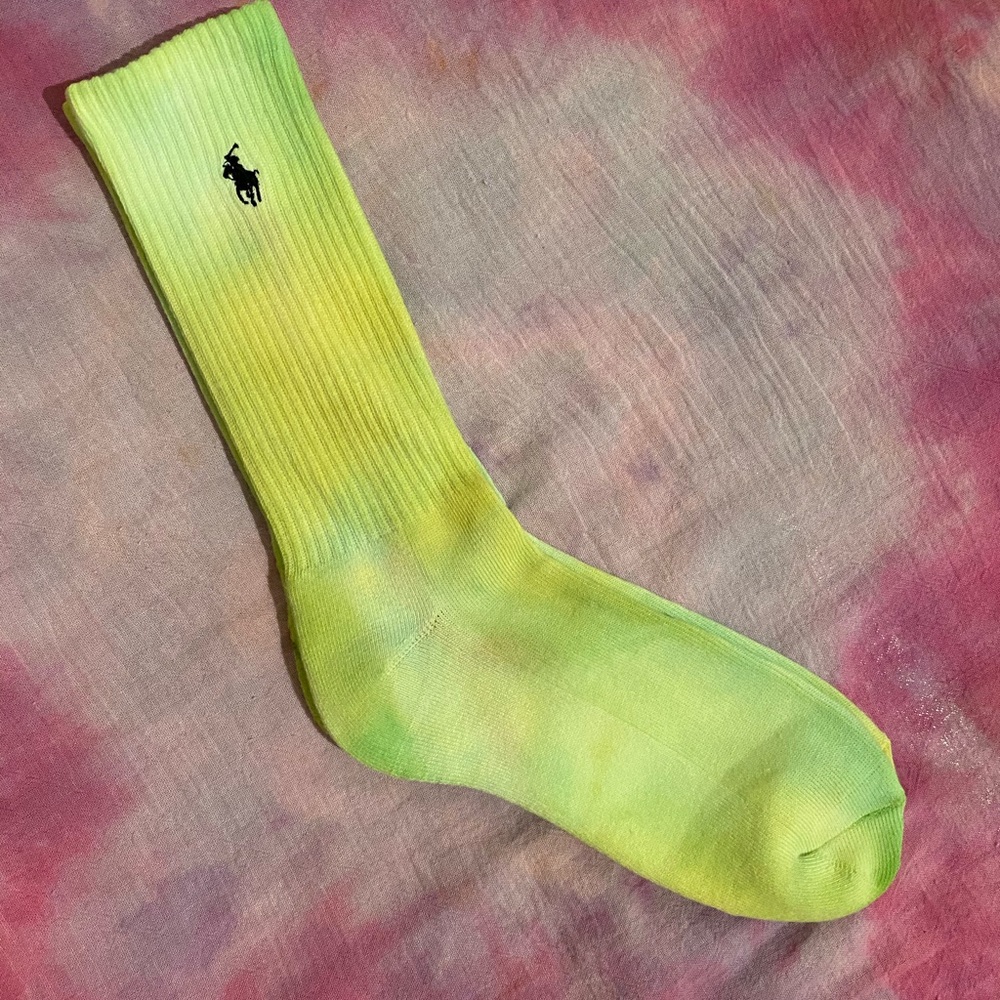 Hand dyed polo calf high socks